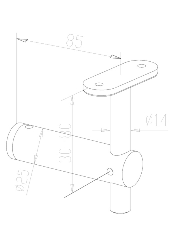 Handrail Brackets - Model 0400 - Flat CAD Drawing